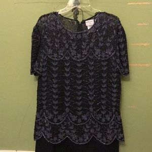 Black Beaded evening down